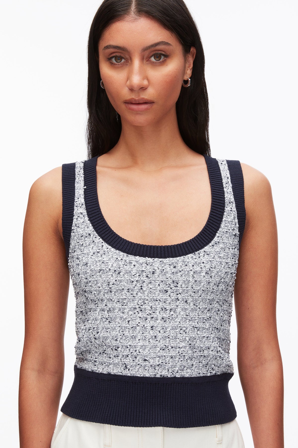 Tweed Bouclé Scoop Neck Tank Midnight Multi