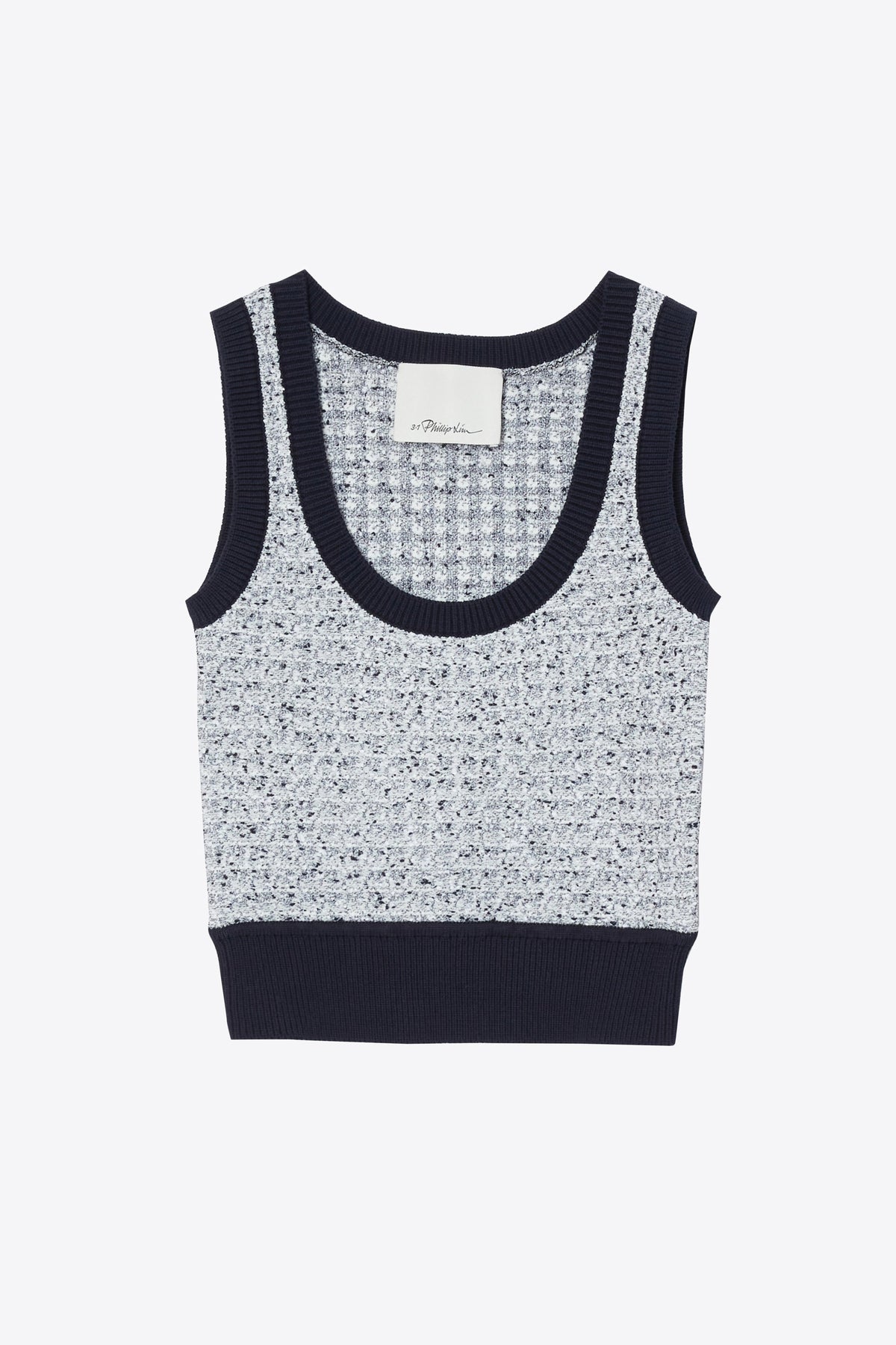 Tweed Bouclé Scoop Neck Tank Midnight Multi