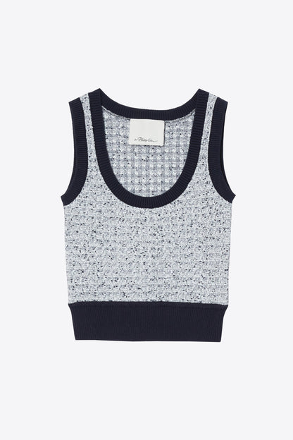 Tweed Bouclé Scoop Neck Tank Midnight Multi