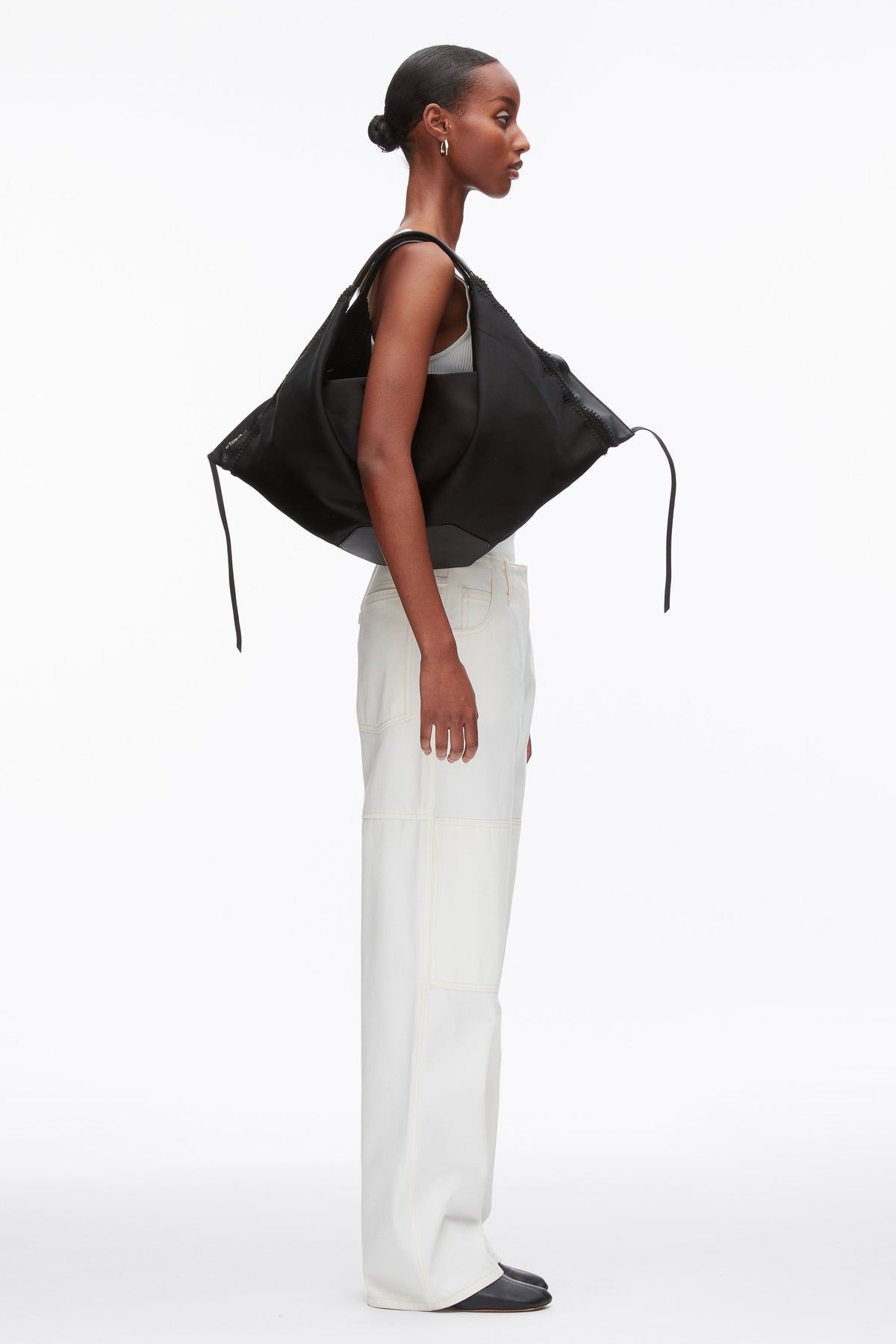 Structured Satin Luna Large Bag Black