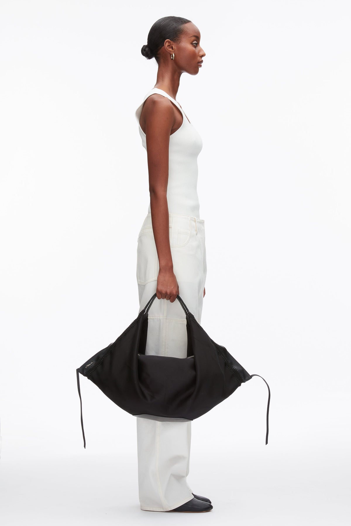 Structured Satin Luna Large Bag Black