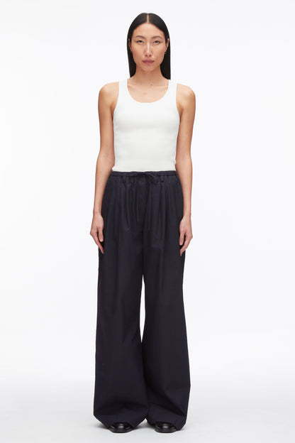 Structured Cotton Pull On Straight Leg Pants Midnight