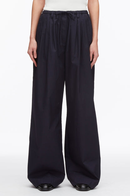 Structured Cotton Pull On Straight Leg Pants Midnight