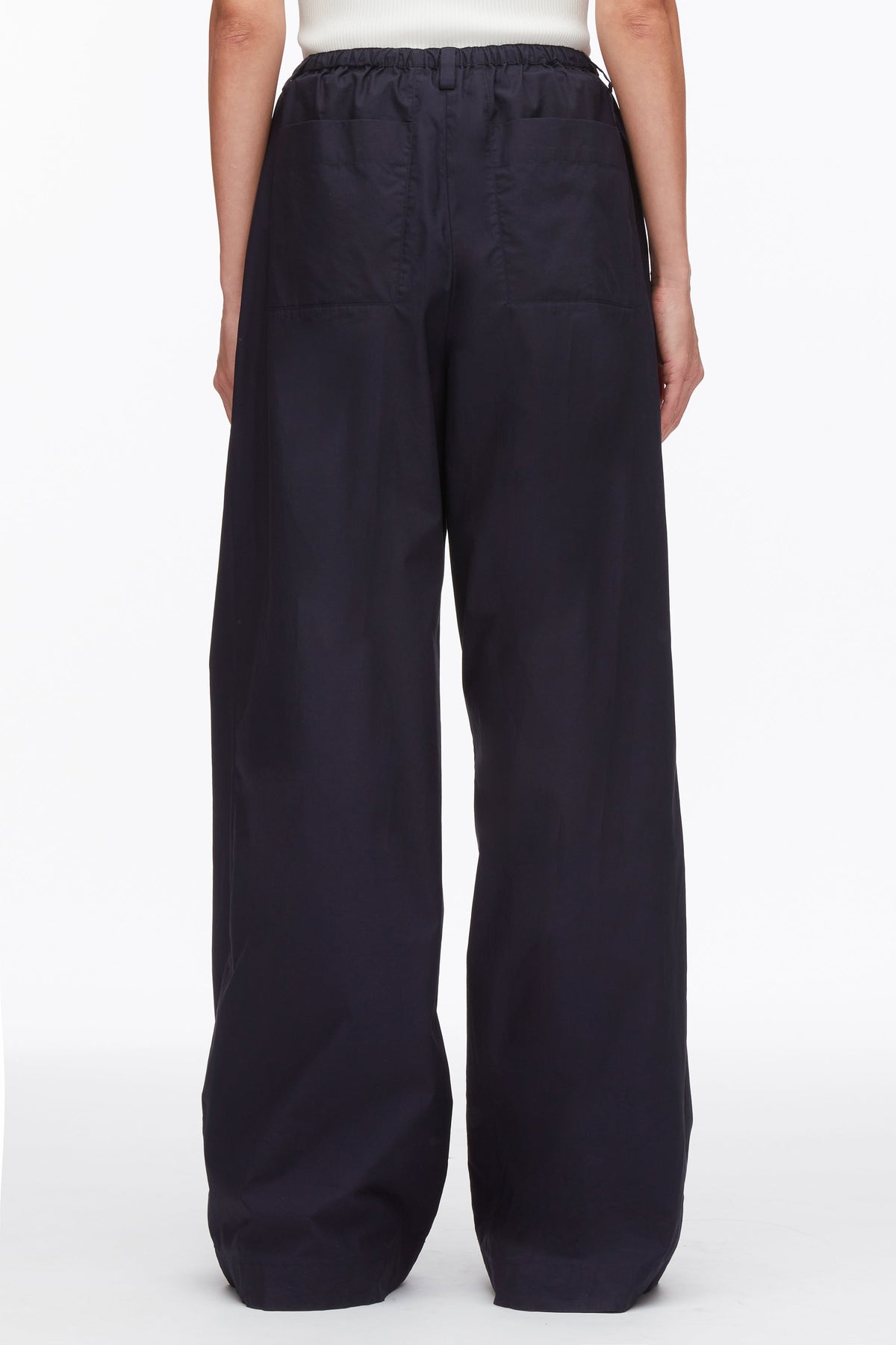 Structured Cotton Pull On Straight Leg Pants Midnight