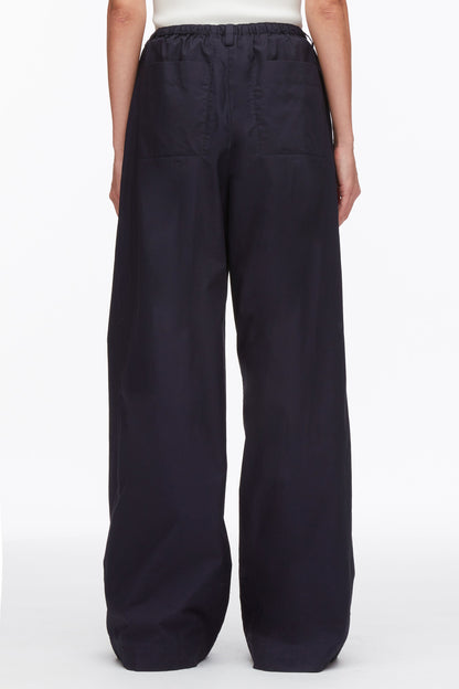 Structured Cotton Pull On Straight Leg Pants Midnight