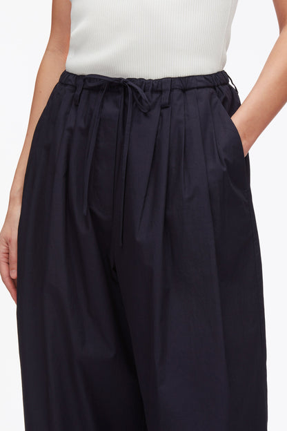 Structured Cotton Pull On Straight Leg Pants Midnight