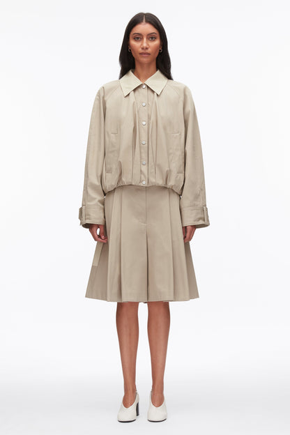 Snap Front Blouson Bomber Jacket Khaki-Birch