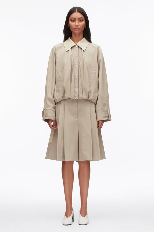 Snap Front Blouson Bomber Jacket Khaki-Birch