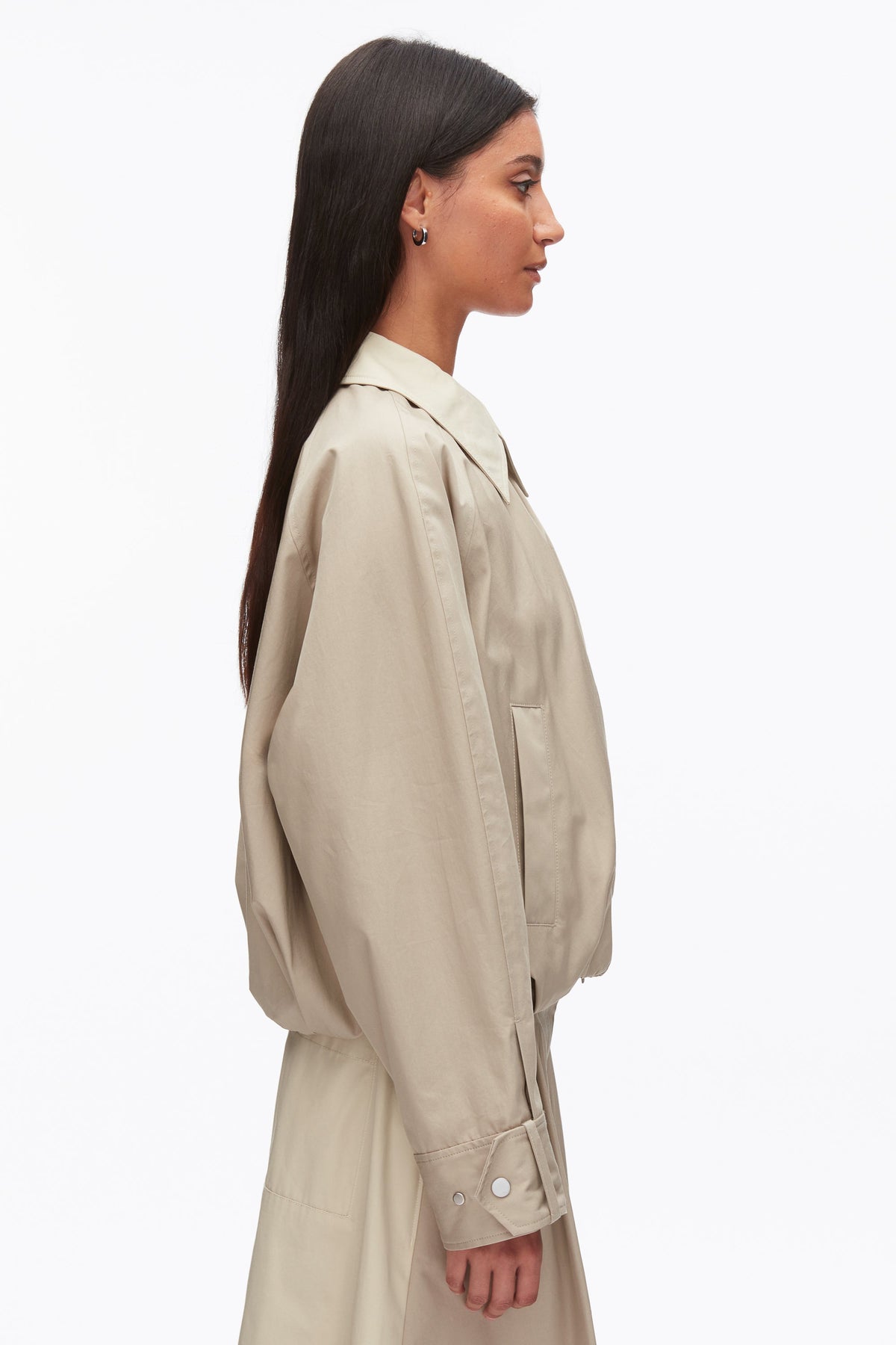 Snap Front Blouson Bomber Jacket Khaki-Birch
