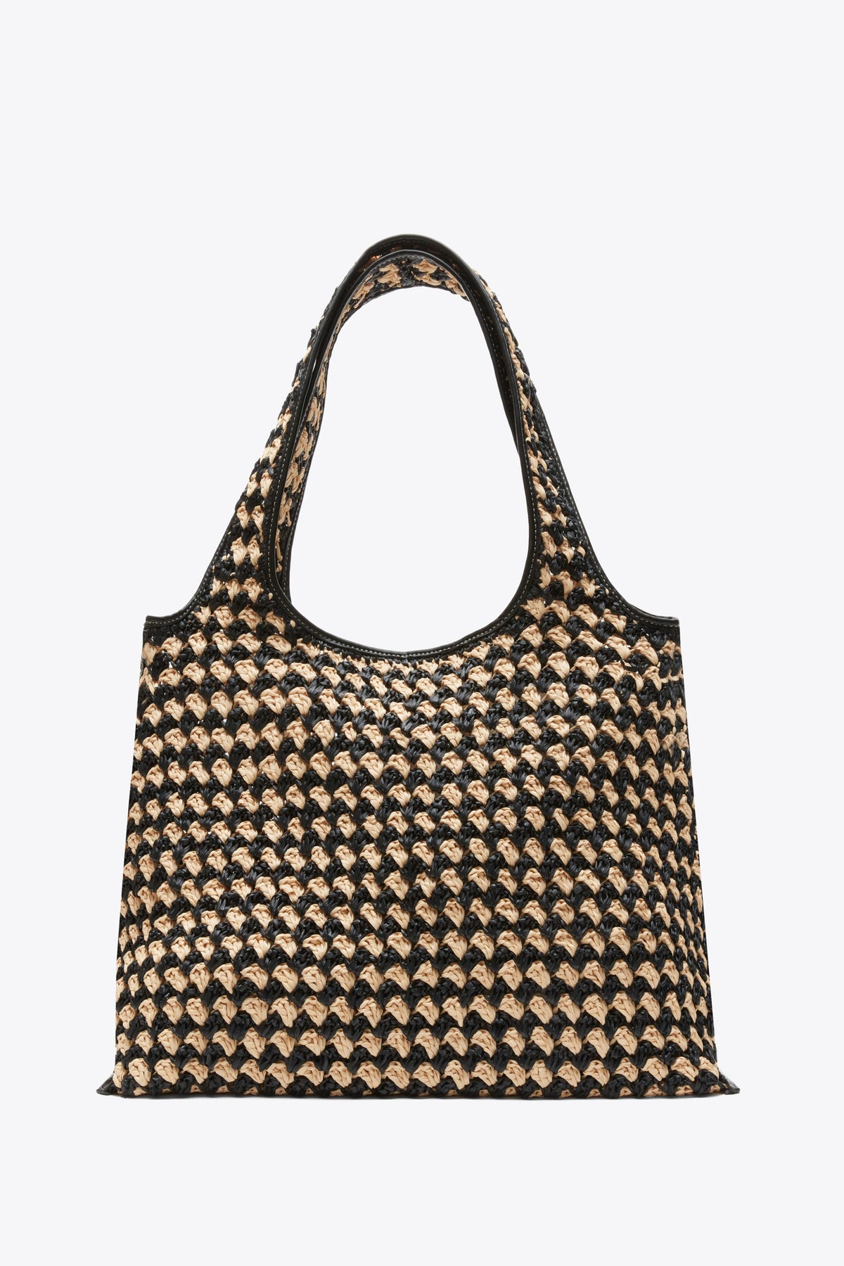 Crochet Raffia Market Tote Black-Buckwheat