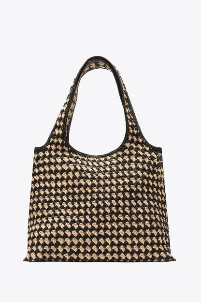Crochet Raffia Market Tote Black-Buckwheat