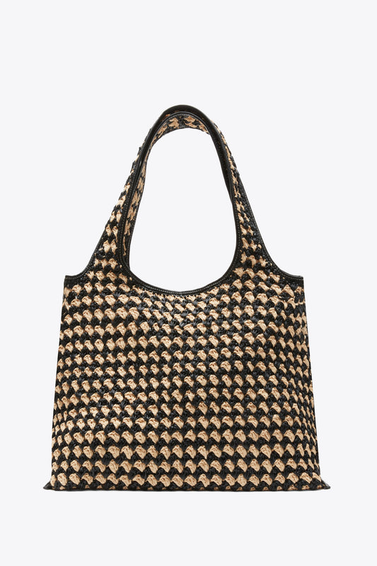 Crochet Raffia Market Tote Black-Buckwheat