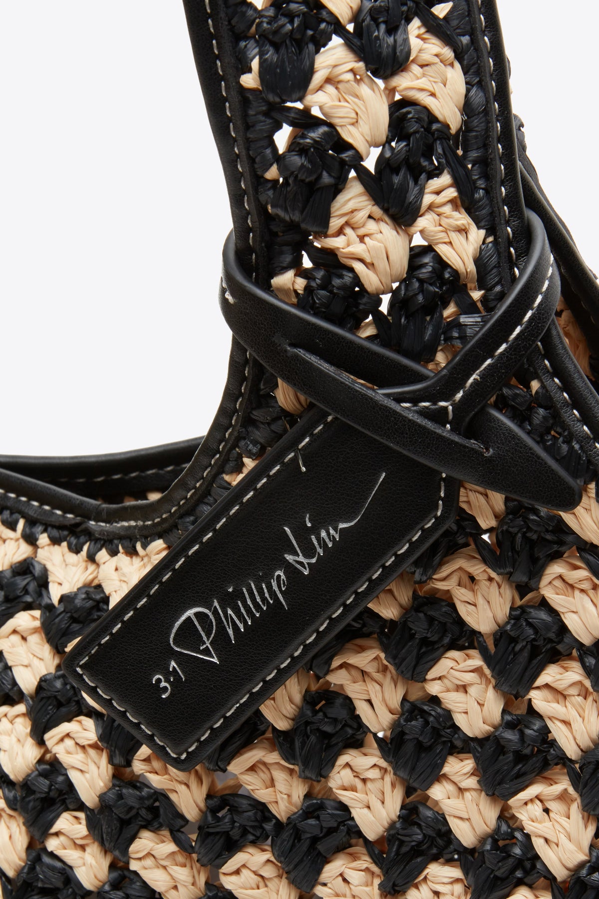 Crochet Raffia Market Tote Black-Buckwheat