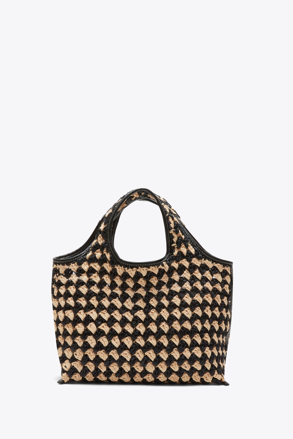 Crochet Raffia Mini Market Tote Black-Buckwheat