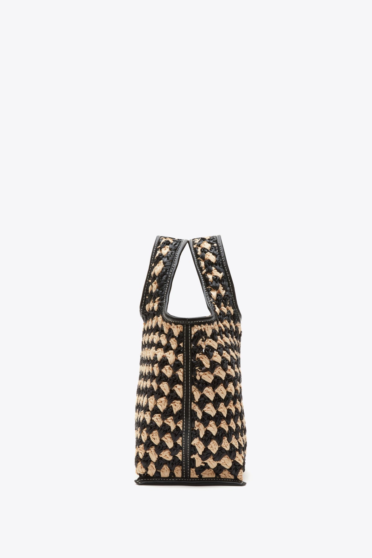 Crochet Raffia Mini Market Tote Black-Buckwheat