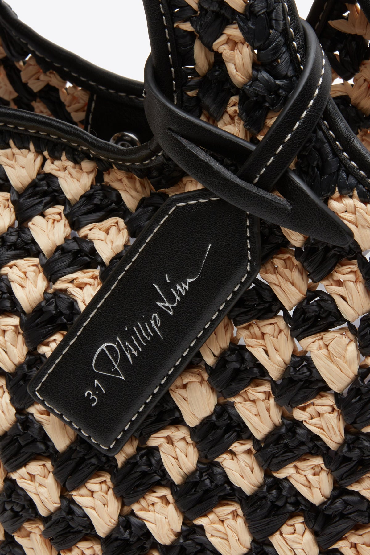 Crochet Raffia Mini Market Tote Black-Buckwheat