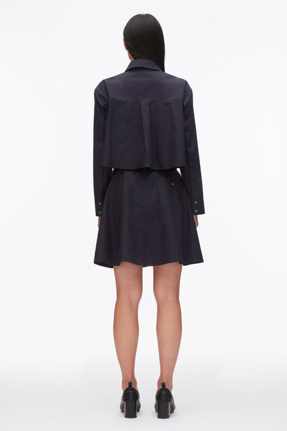 Belted Structured Cotton Shirt Dress Midnight