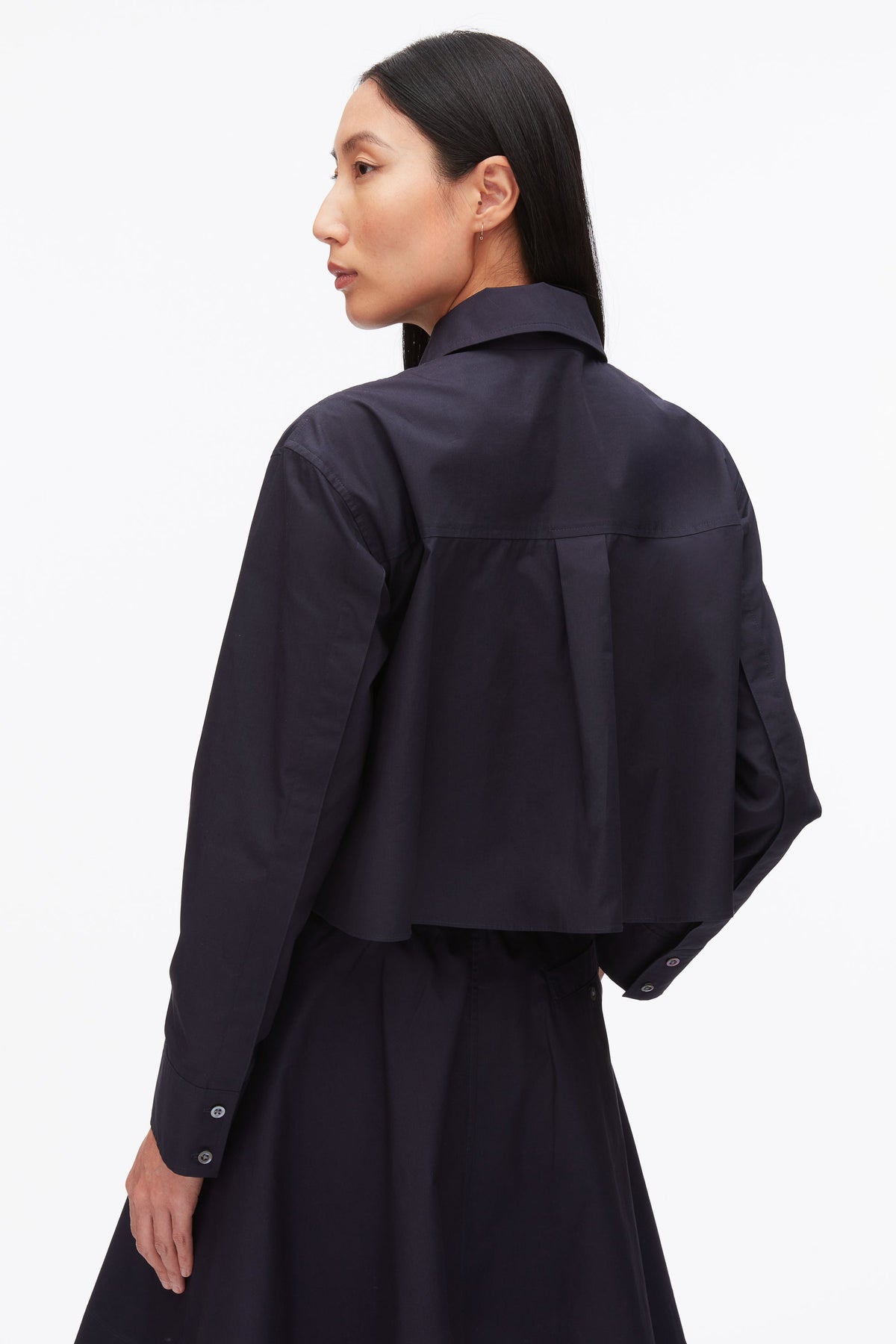 Belted Structured Cotton Shirt Dress Midnight