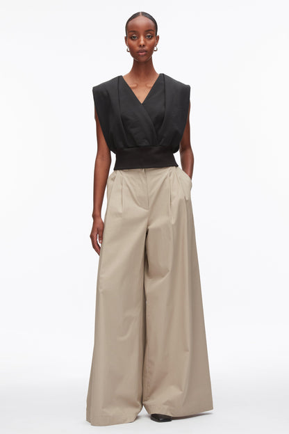 Draped Sleeveless French Terry Top Black