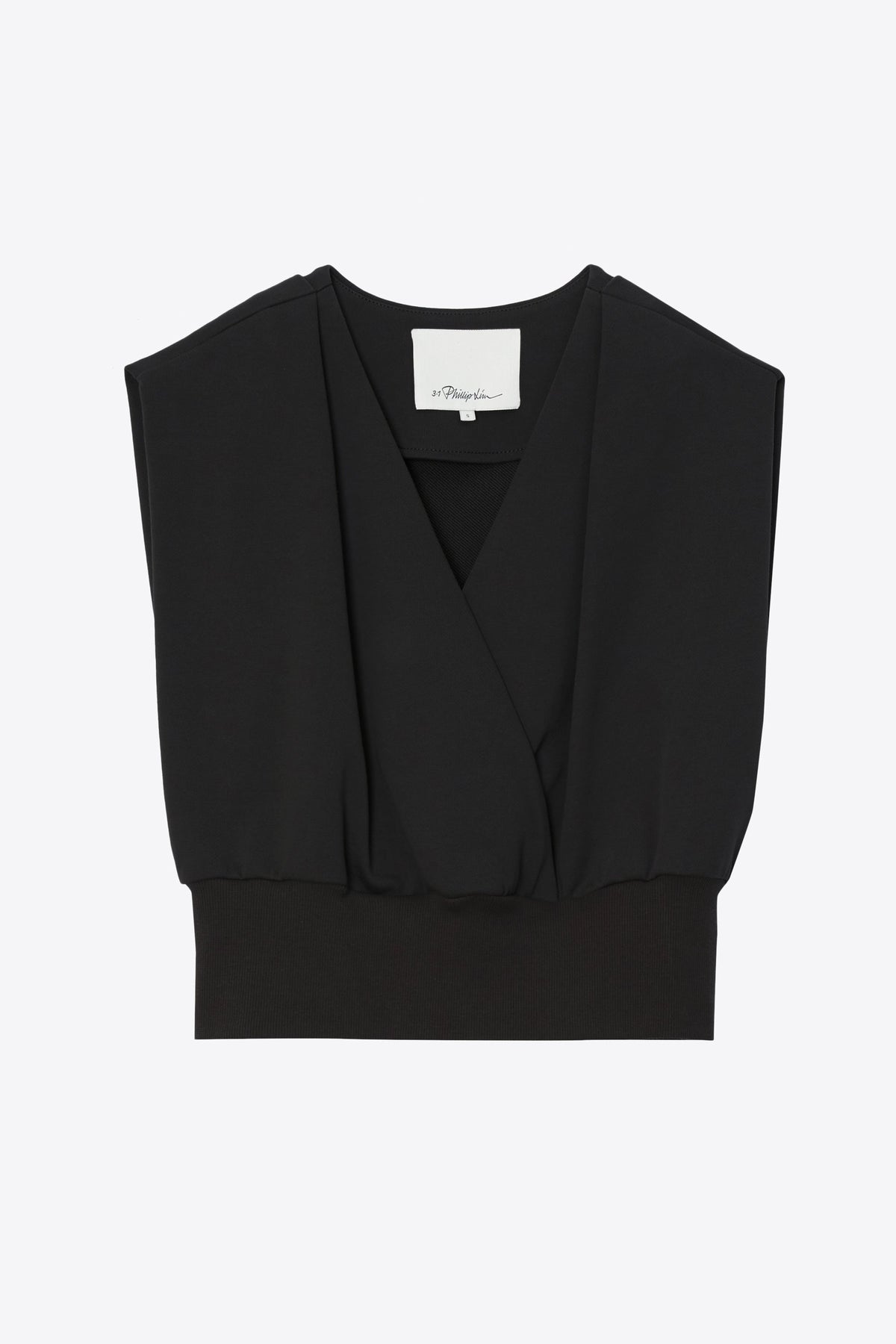 Draped Sleeveless French Terry Top Black