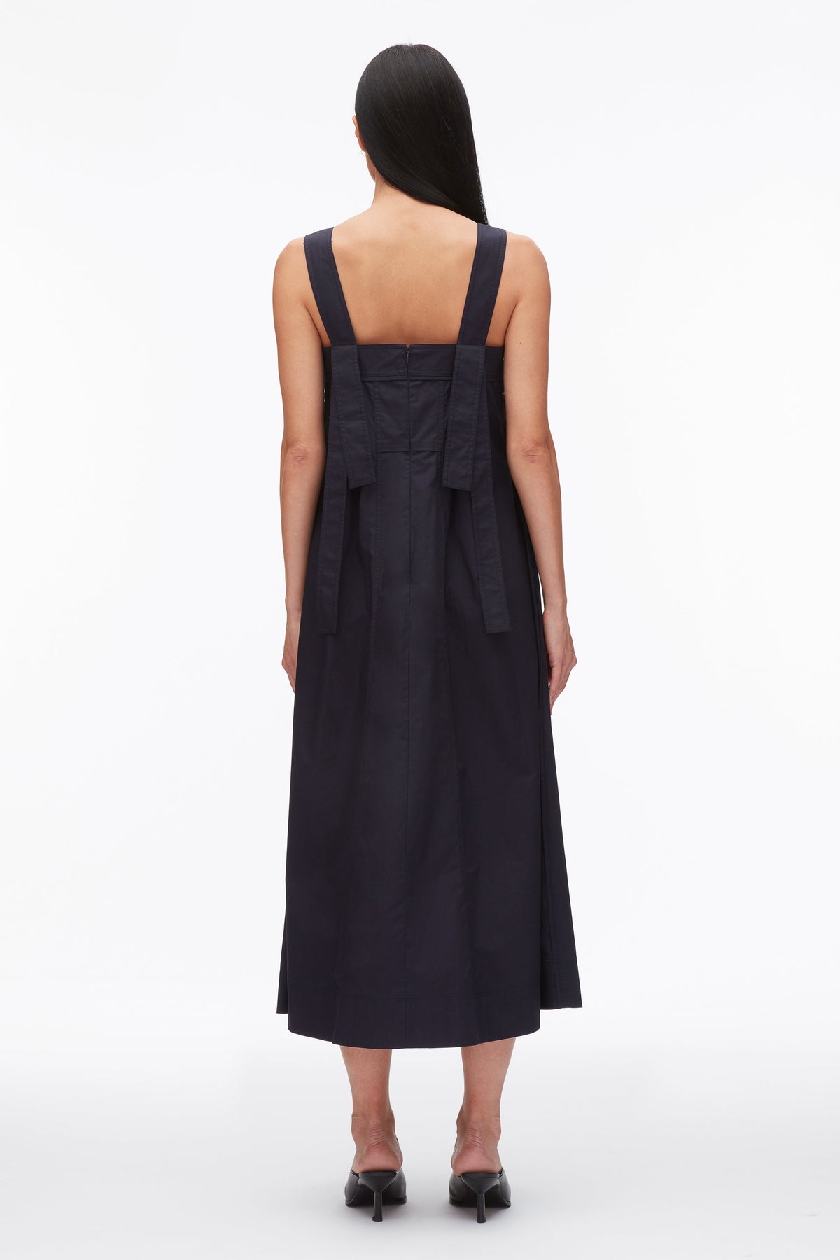 Structured Cotton Poplin Midi Dress Midnight