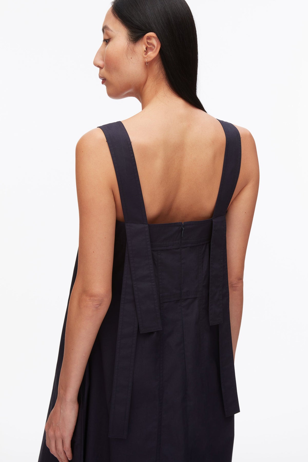 Structured Cotton Poplin Midi Dress Midnight