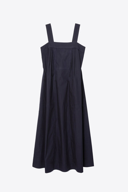 Structured Cotton Poplin Midi Dress Midnight