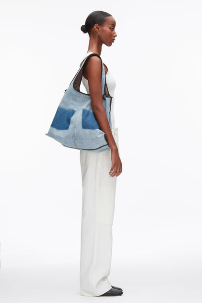 Denim Ghost Patch Market Tote Light Denim