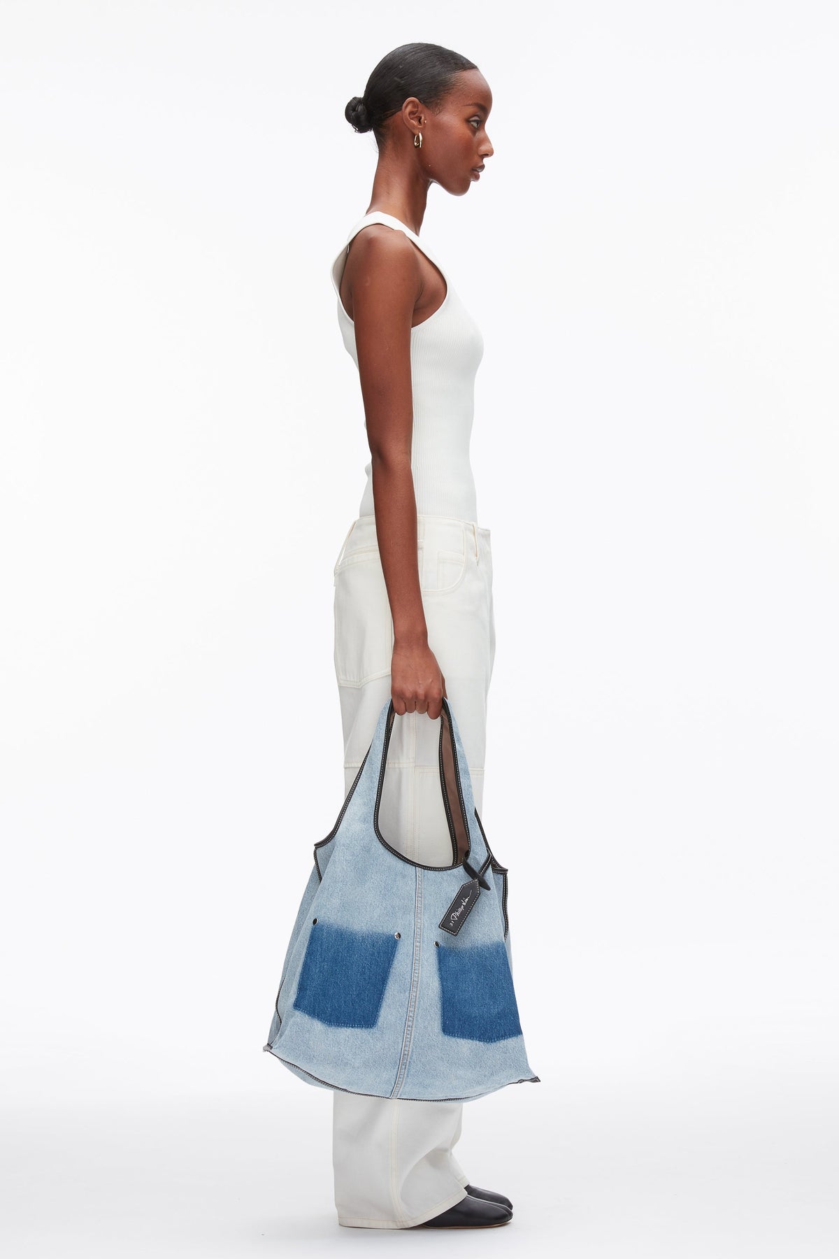 Denim Ghost Patch Market Tote Light Denim
