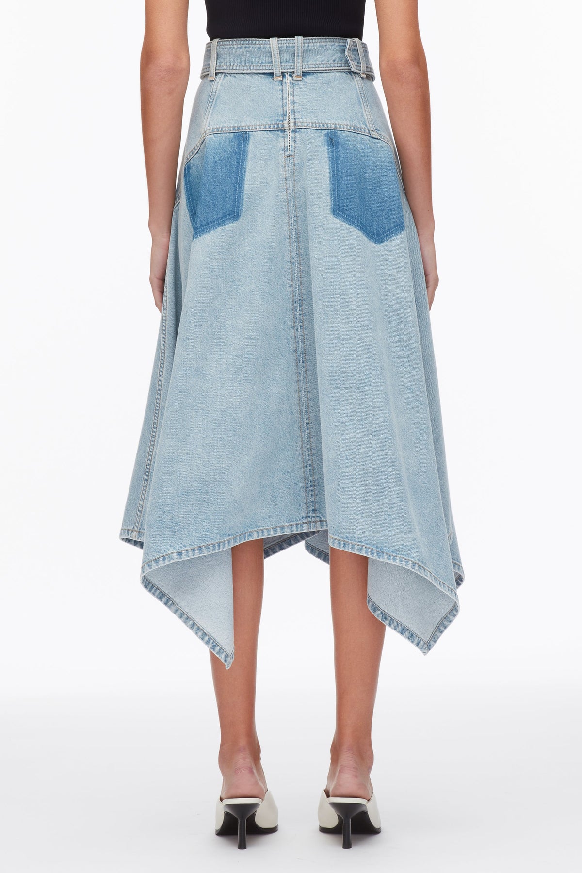 Ghost Patch Handkerchief Midi Skirt Light Blue