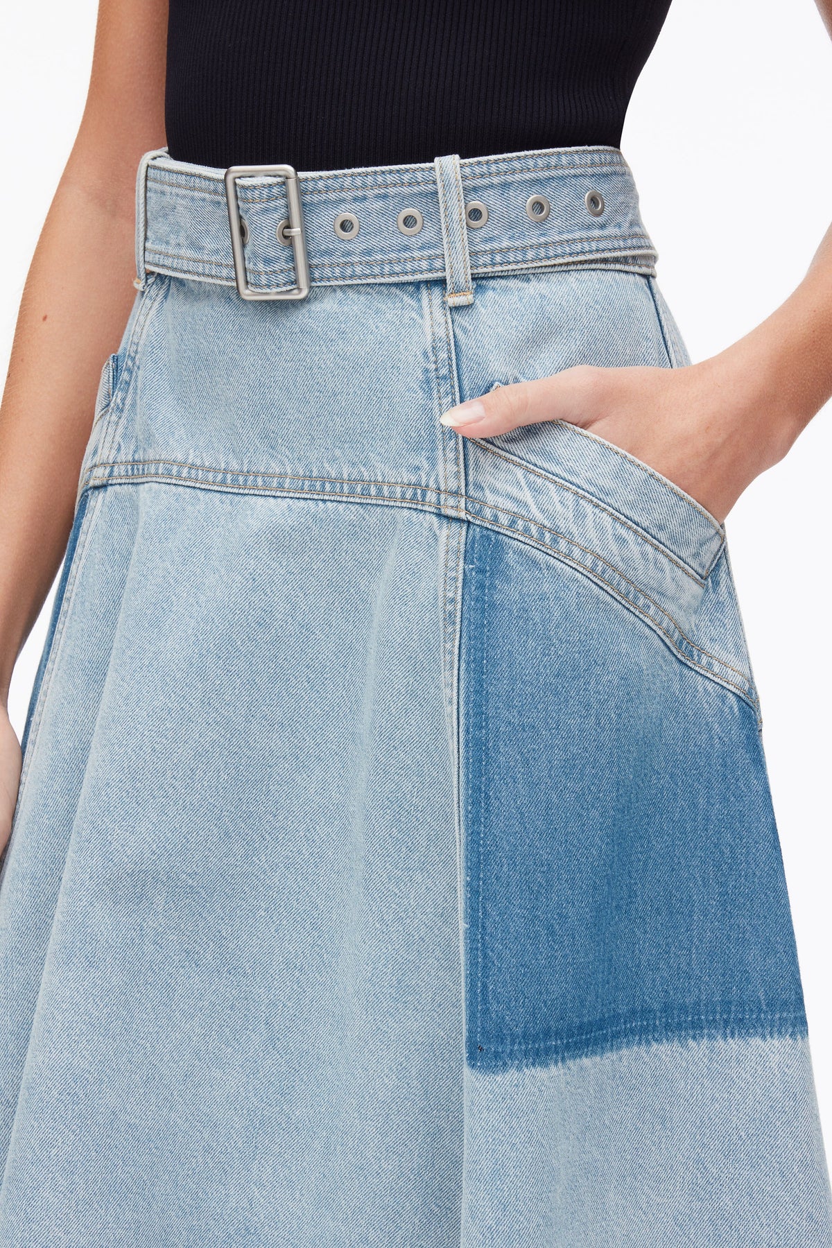 Ghost Patch Handkerchief Midi Skirt Light Blue