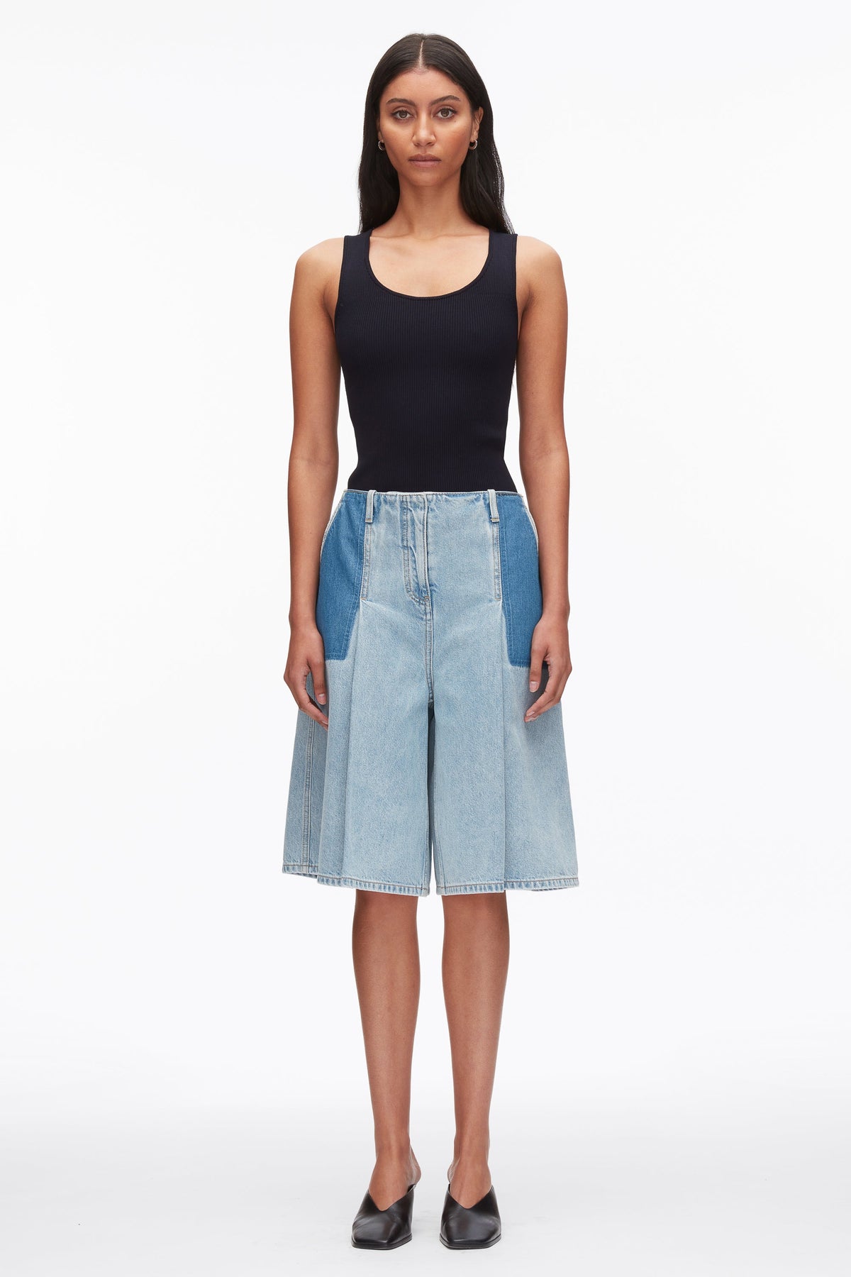 Ghost Patch Lightweight Denim Bermuda Shorts Light Blue