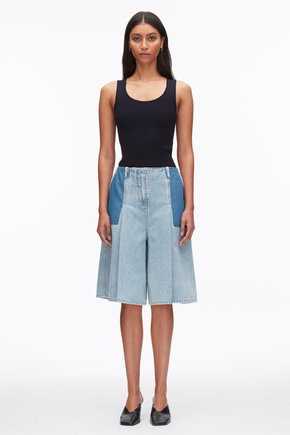 Ghost Patch Lightweight Denim Bermuda Shorts Light Blue