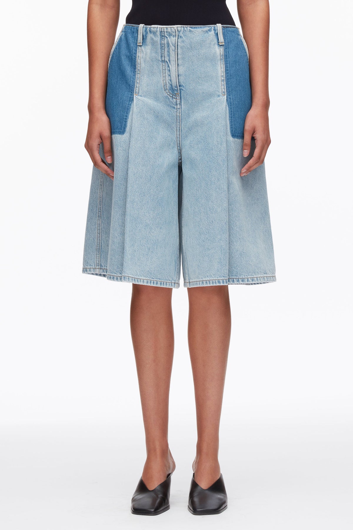 Ghost Patch Lightweight Denim Bermuda Shorts Light Blue