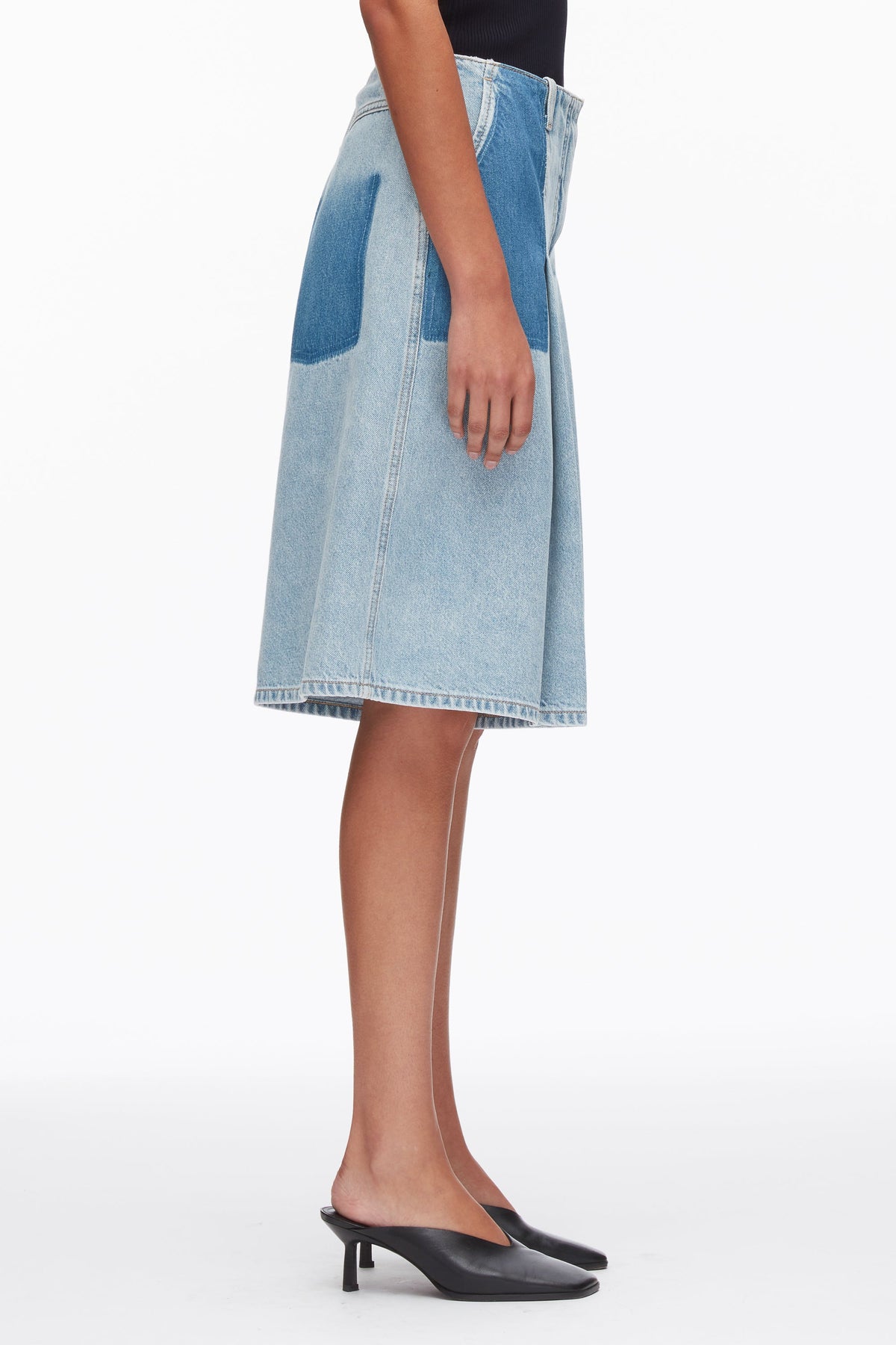 Ghost Patch Lightweight Denim Bermuda Shorts Light Blue