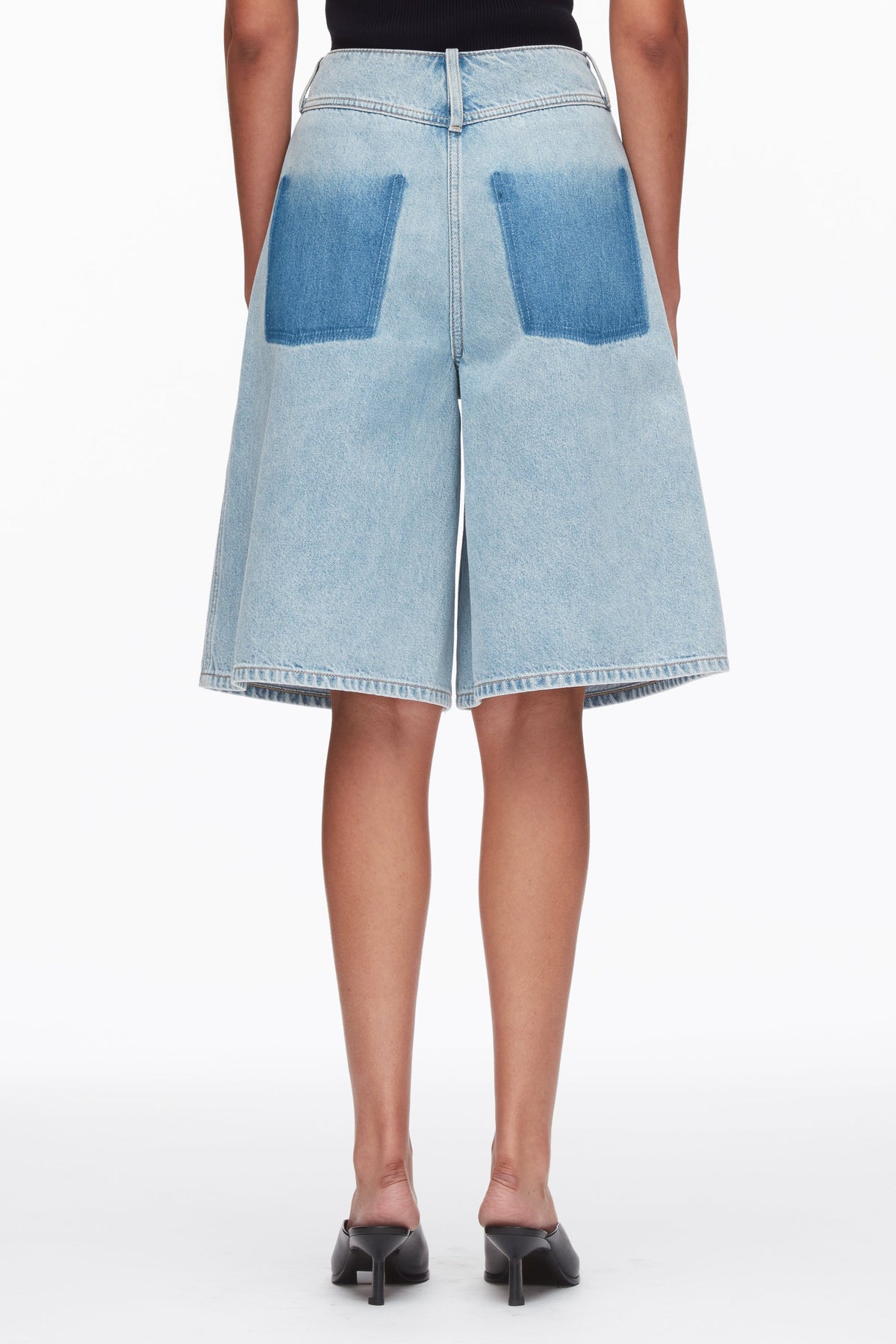 Ghost Patch Lightweight Denim Bermuda Shorts Light Blue