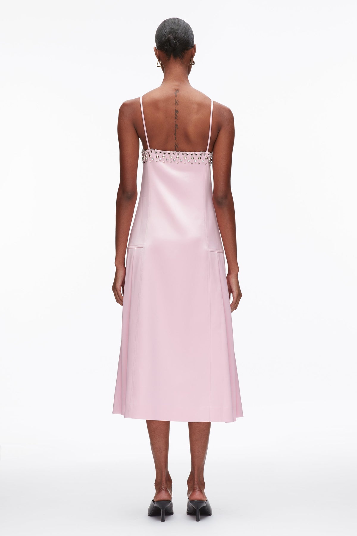 Studded Satin Pleated Cami Midi Dress Lotus