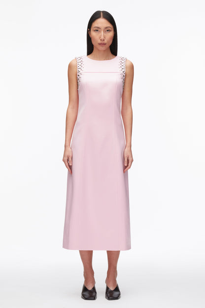 Studded Satin Sleeveless Midi Dress Lotus