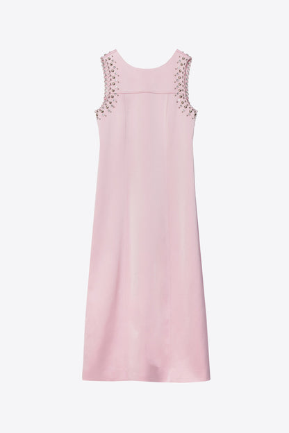 Studded Satin Sleeveless Midi Dress Lotus