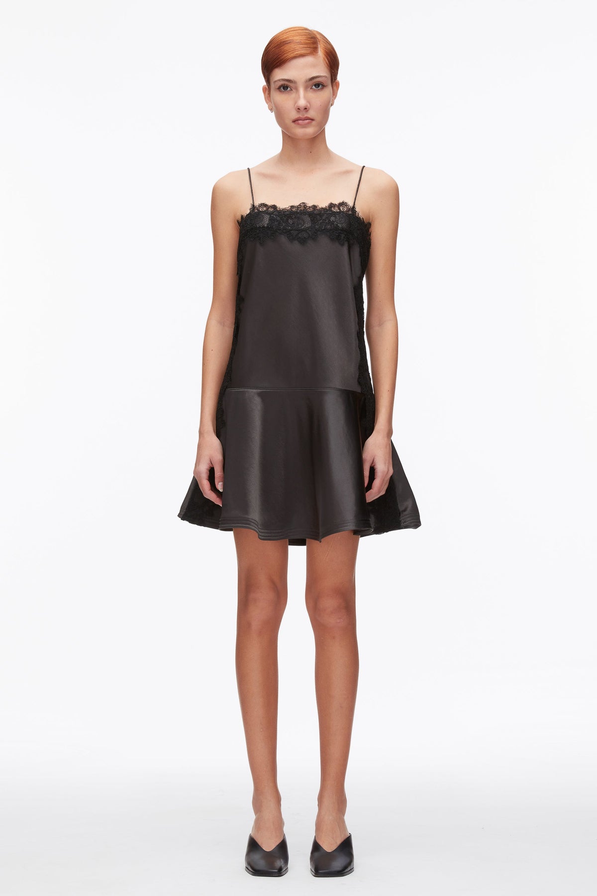Cami Mini Dress with Lace Trim Slate