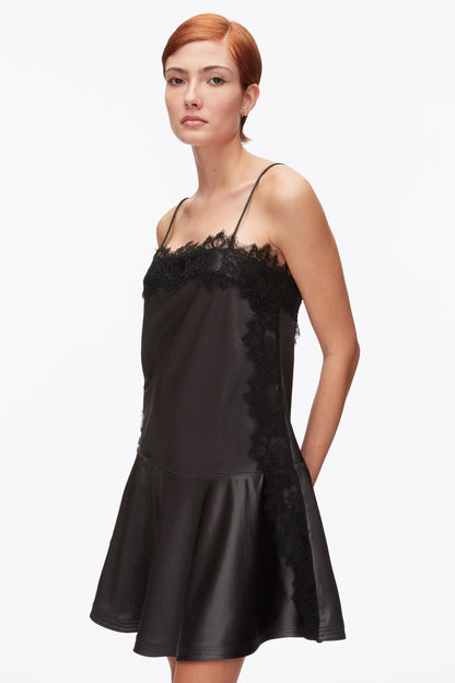 Cami Mini Dress with Lace Trim Slate