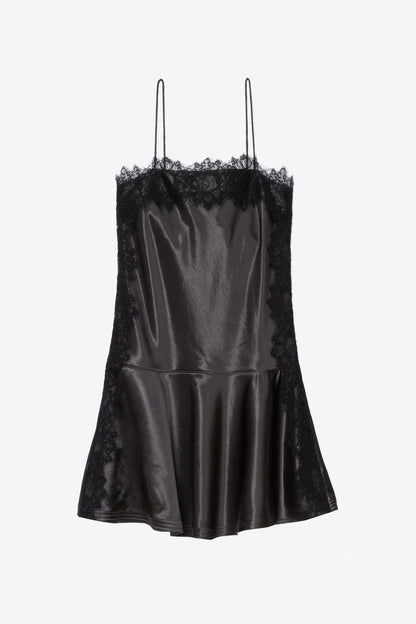 Cami Mini Dress with Lace Trim Slate