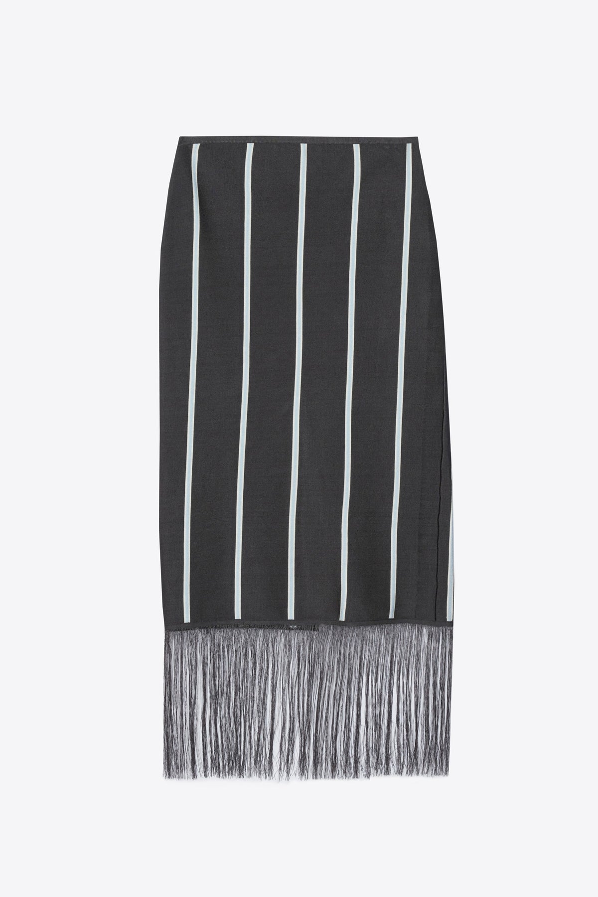 Stripe Midi Skirt with Fringe Slate Multi