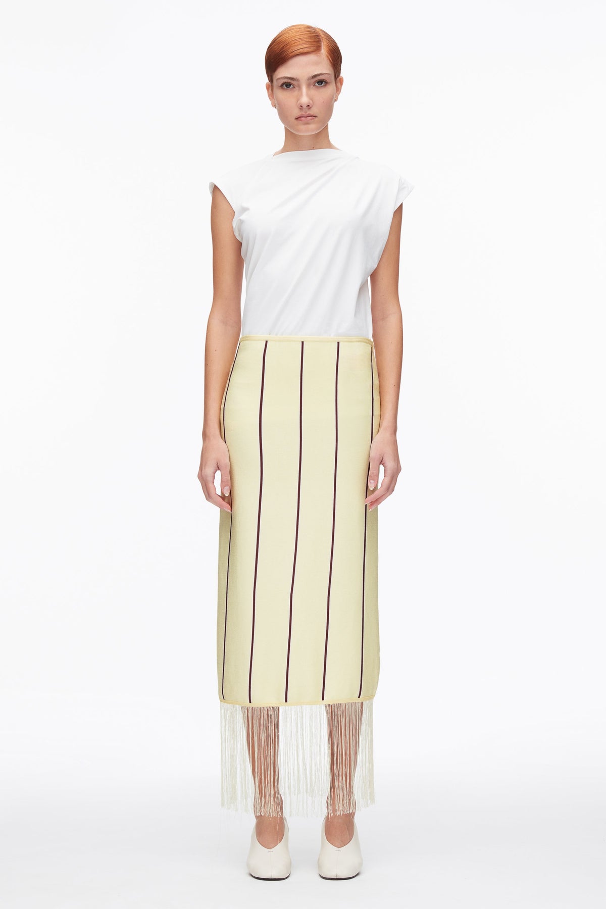 Stripe Midi Skirt with Fringe Yuzu Multi