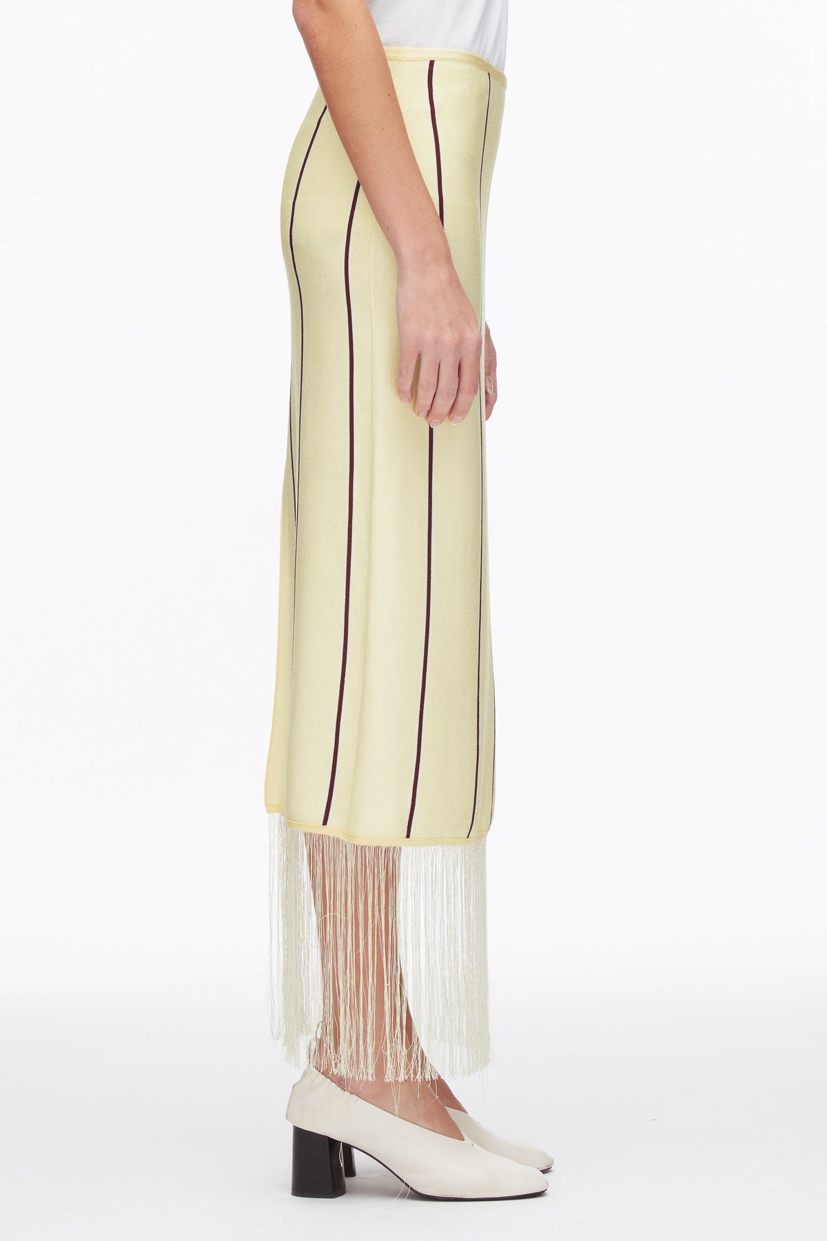 Stripe Midi Skirt with Fringe Yuzu Multi