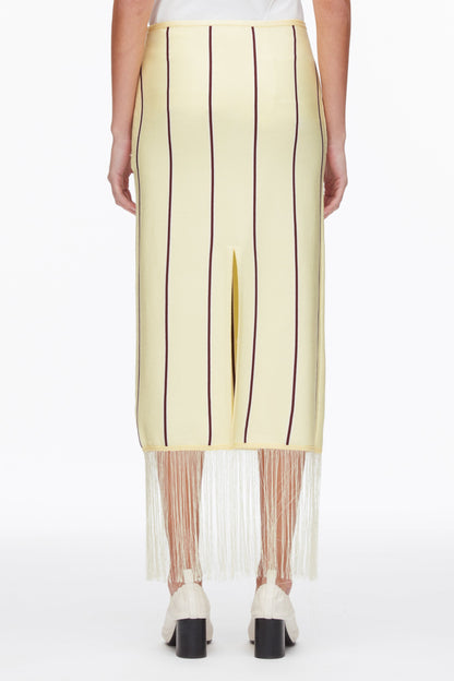 Stripe Midi Skirt with Fringe Yuzu Multi