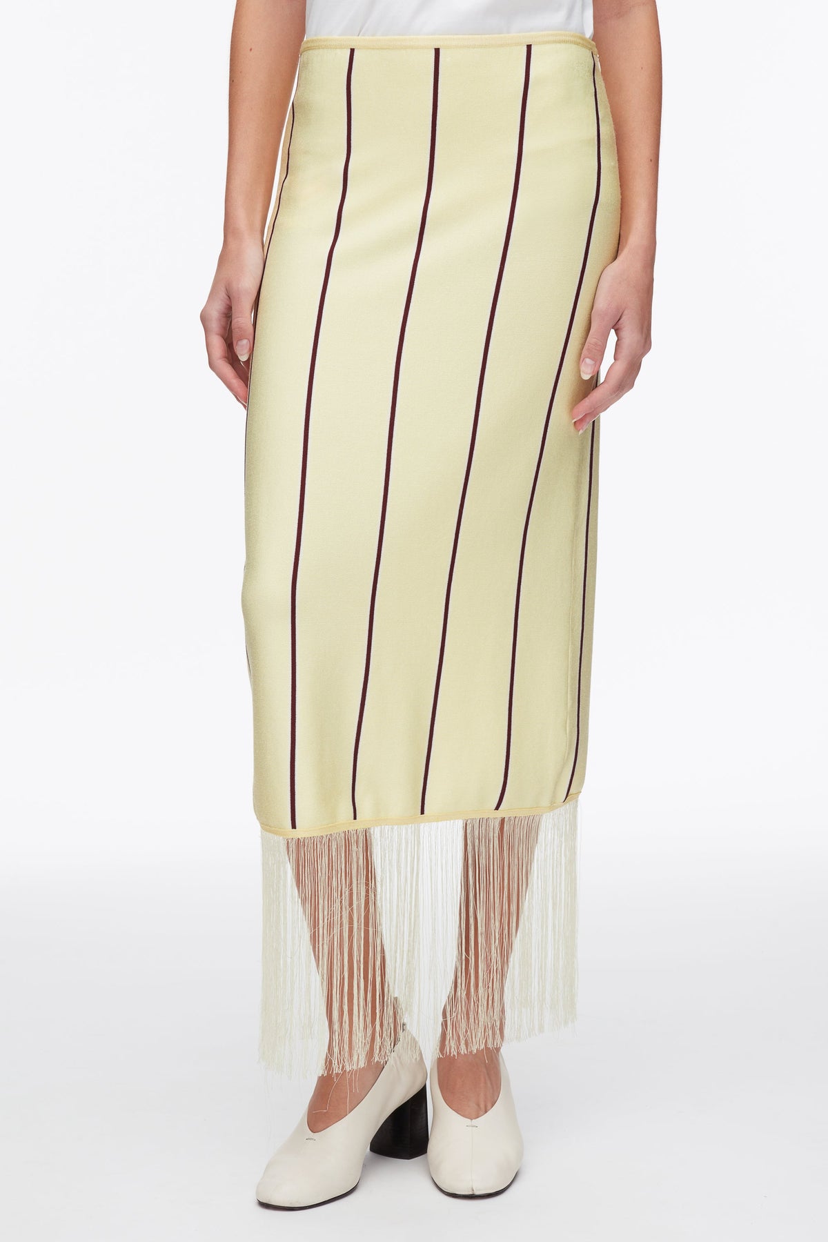 Stripe Midi Skirt with Fringe Yuzu Multi