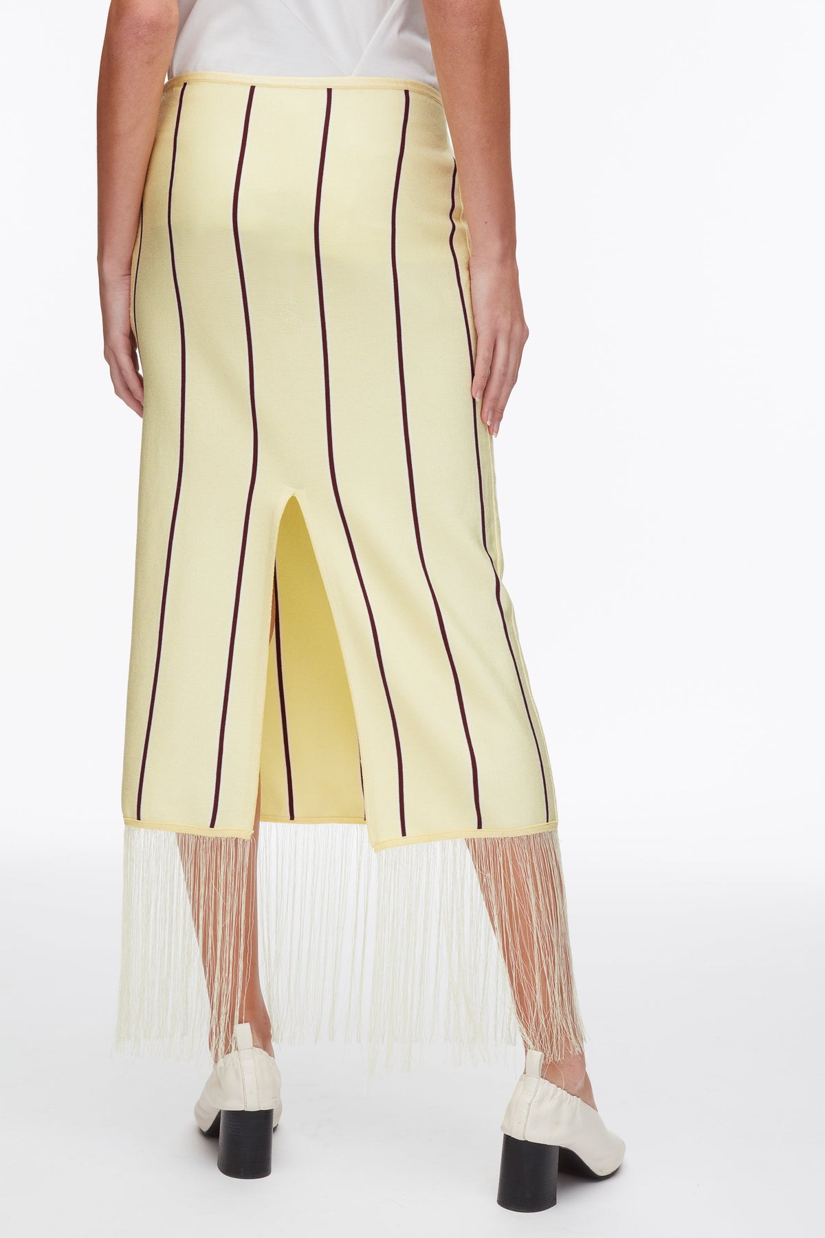 Stripe Midi Skirt with Fringe Yuzu Multi