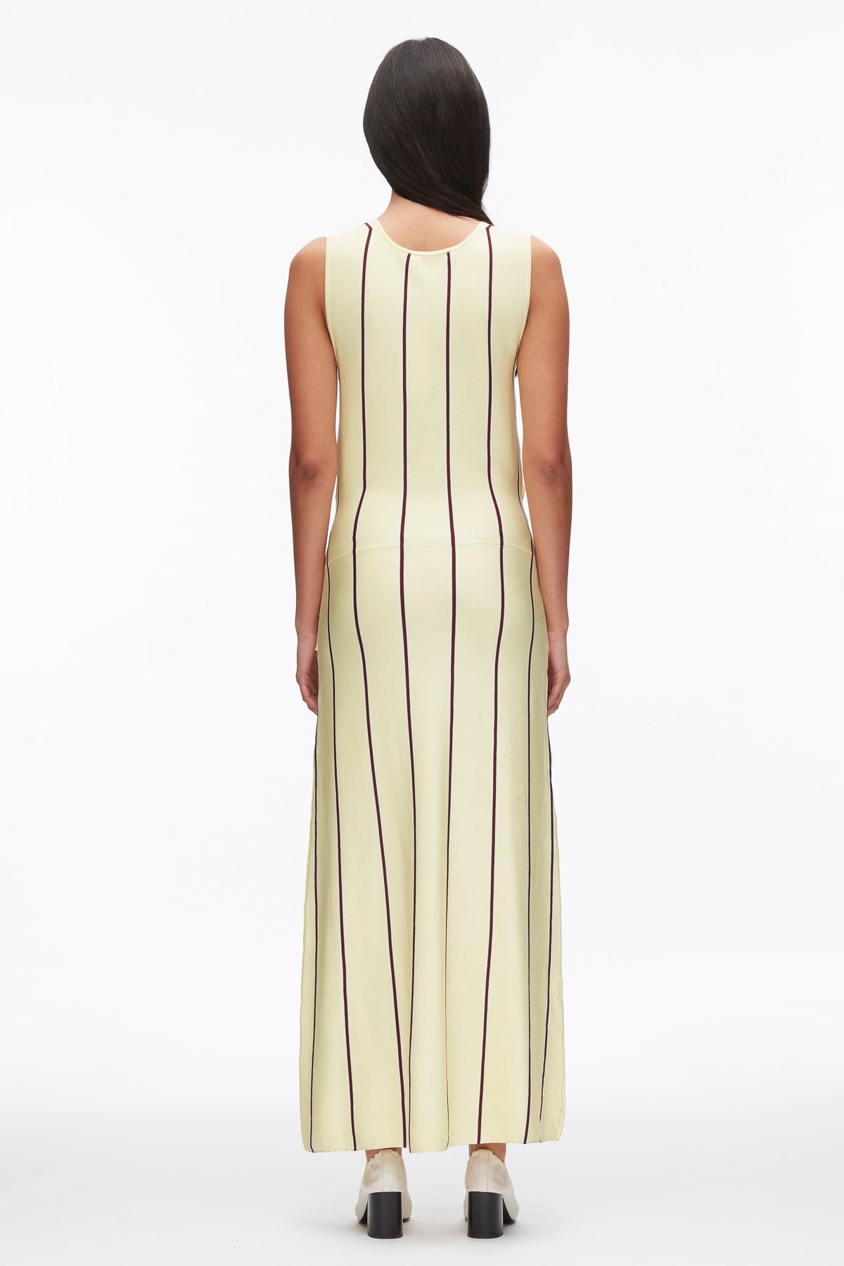 Stripe Midi Dress with Fringe Waist Tie Yuzu Multi