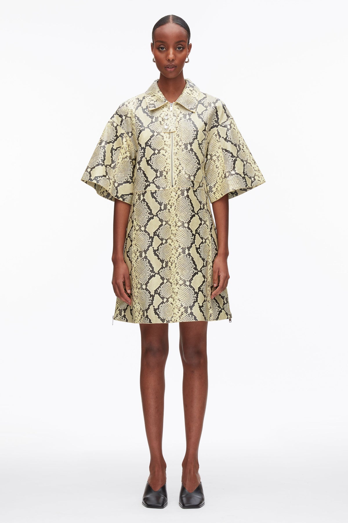 Shift Shirt Dress with Button Placket Yuzu